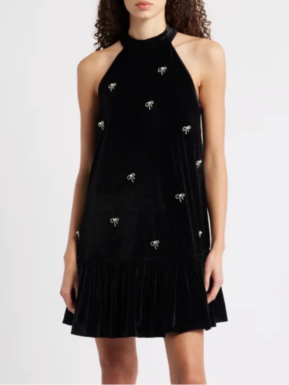 CeCe Nordstrom velvet bow mini dress